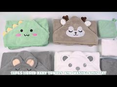 12 PCS Baby Bath Towels Set, 4 PCS Animal Hooded Baby Towels & 8 PCS Washcloths Set, Ultra Absorbent